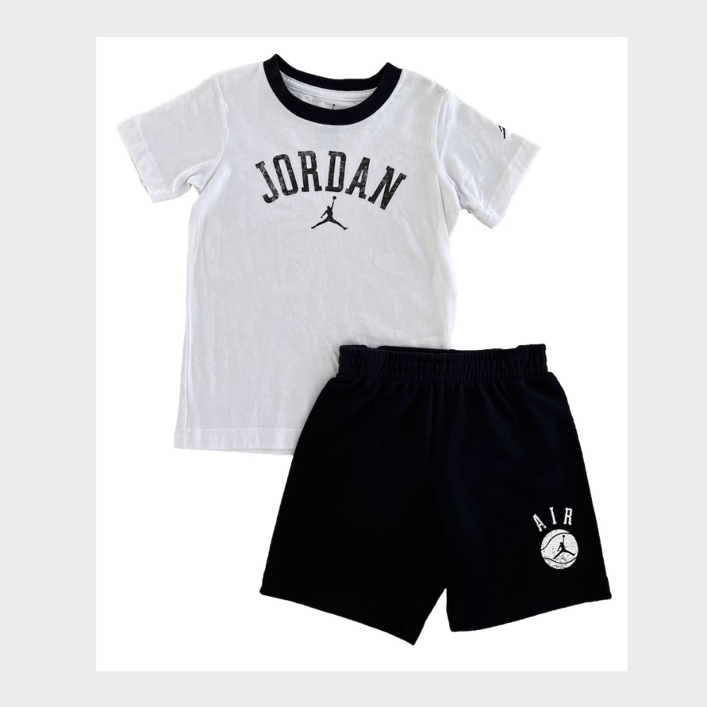 Jordan Boys 2 Piece Shorts Set White and Black Size 4T